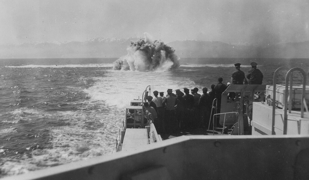 Испытания минного тральщика HMCS Orkney K448
